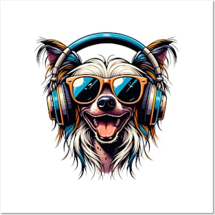 Chinese Crested Smiling DJ: A Musical Canine Portrait Posters and Art